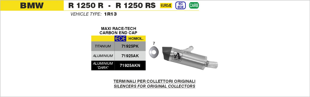 Arrow Maxi Race-Tech Silencers for 2019-24 BMW R 1250R/ RS img full spec