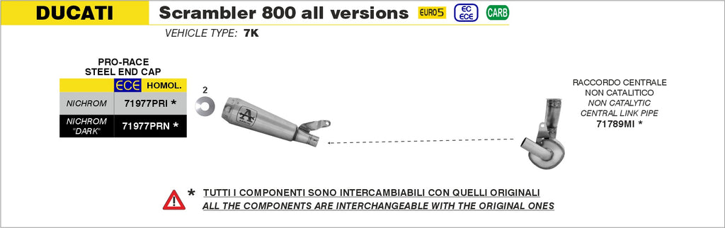 Arrow Racing Exhaust - Silencers & Mid-Pipe for 2023+ Ducati Scrambler 800 img exhaust