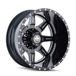 Mayhem 8101 Monstir 17x6.5 / 8x165.1 BP / -140mm Offset / 130.18mm Hub Rear Blk- Milled Spokes Wheel