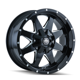 Mayhem 8040 Tank 17x9 / 5x114.3 BP / 18mm Offset / 87mm Hub Black w/ Milled Spokes Wheel