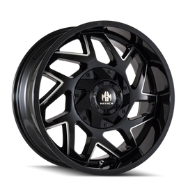 Mayhem 8106 Hatchet 20x9 / 8x165.1 BP / 0mm Offset / 130.8mm Hub Black w/ Milled Spokes Wheel
