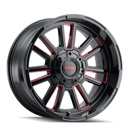 Mayhem 8115 Apollo 20x9 / 5x139.7 BP / 0mm Offset / 110mm Hub Black w/ Prism Red Wheel