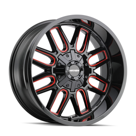 Mayhem 8107 Cogent 20x9 / 8x165.1 BP / 18mm Offset / 130.8mm Hub Black w/ Prism Red Wheel
