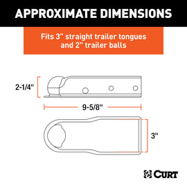 Curt QuickPin No-Latch 2in Trailer Coupler (3in Channel, 3,500 lbs)