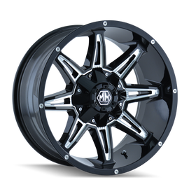 Mayhem 8090 Rampage 17x9 / 5x114.3 BP / -12mm Offset / 87mm Hub Black w/ Milled Spokes Wheel