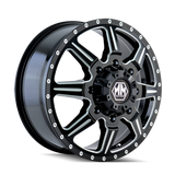 Mayhem 8101 Monstir 20x8.25 / 8x165.1 BP / 127mm Offset / 116.7mm Hub Front Blk- Milled Spokes Wheel