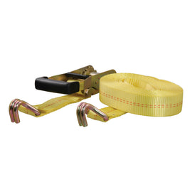 Curt 27ft Yellow Cargo Strap w/J-Hooks (3333lbs)