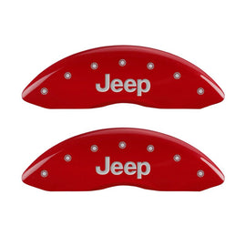MGP 4 Caliper Covers Engraved Front & Rear JEEP Red finish silver ch