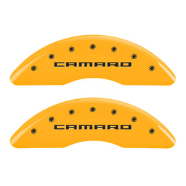 MGP 4 Caliper Covers Engraved Front Gen 5/Camaro Engraved Rear Gen 5/SS Yellow finish black ch