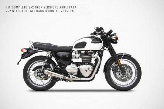 ZARD EXHAUST - Low Mounted Dual Outlet Full Exhaust System for 2016+ Triumph Bonneville T120