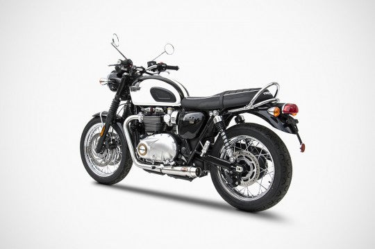 ZARD EXHAUST - Low Mounted Dual Outlet Full Exhaust System with OEM Catalyzer unit for 2016+ Triumph Bonneville T120
