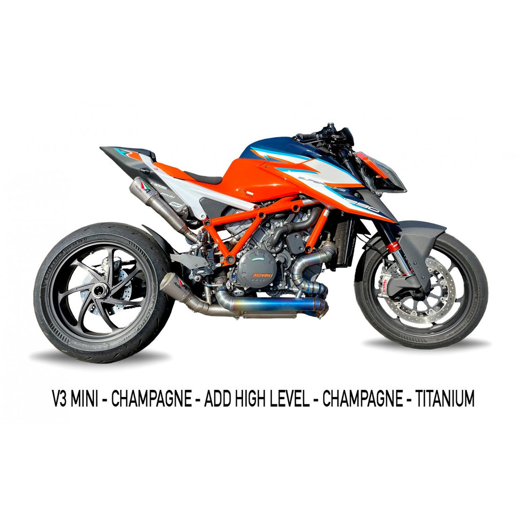 Austin Racing RS2 Full Exhaust with V3 Mini slip-on for 2020-24 KTM Superduke 1290 R, RR, Evo