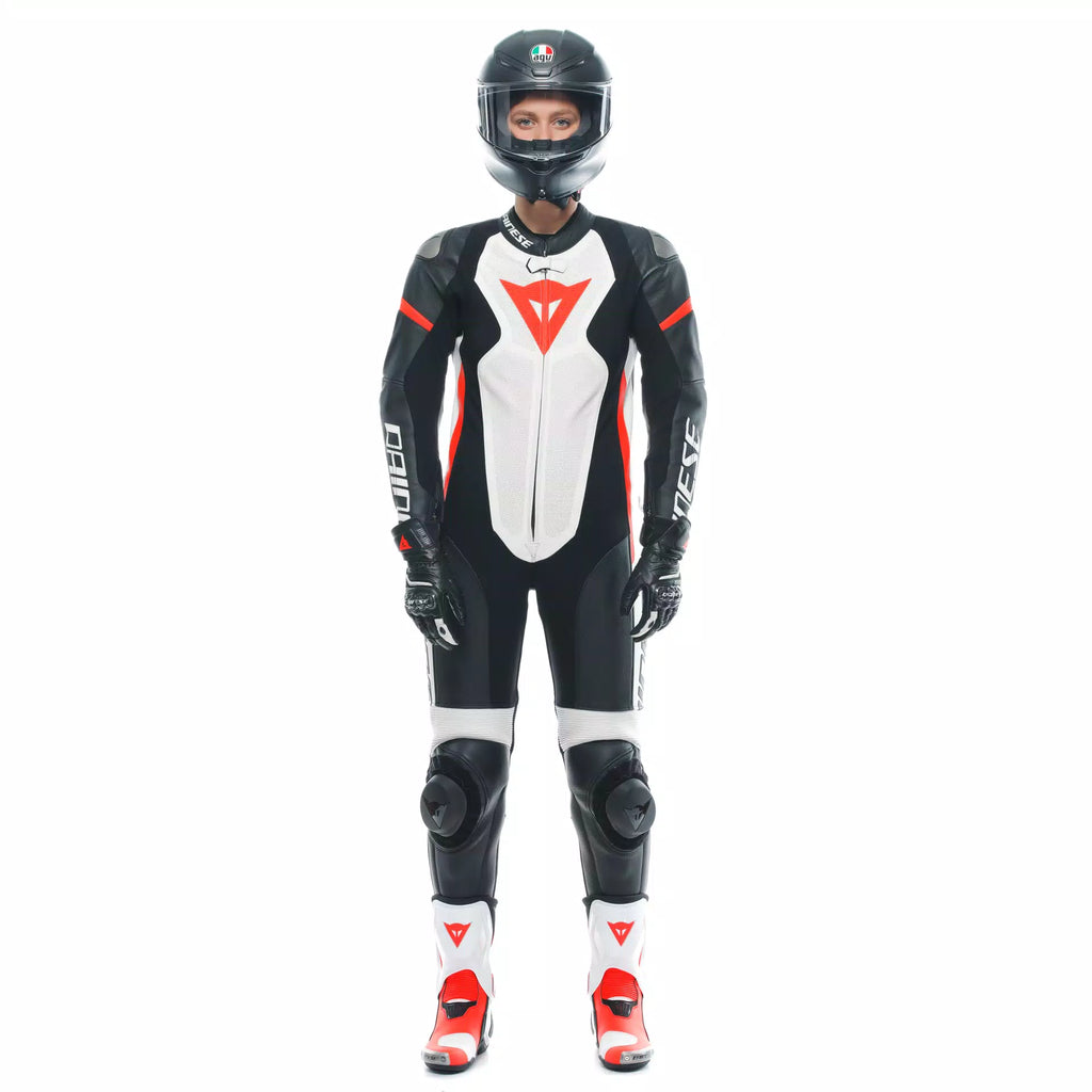 Dainese Grobnik Women's 1-Piece Motorcycle Perforated Leather Suit img red front