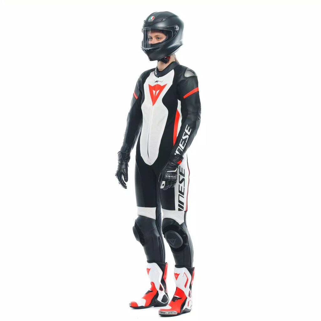 Dainese Grobnik Women's 1-Piece Motorcycle Perforated Leather Suit img red left