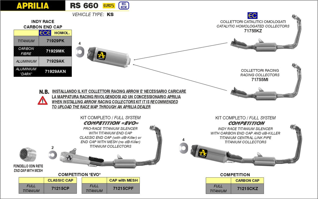 Arrow Full Titanium "Evo" Competition with Pro-Race Silencer for 2021-2024 Aprilia RS 660, Tuono 660