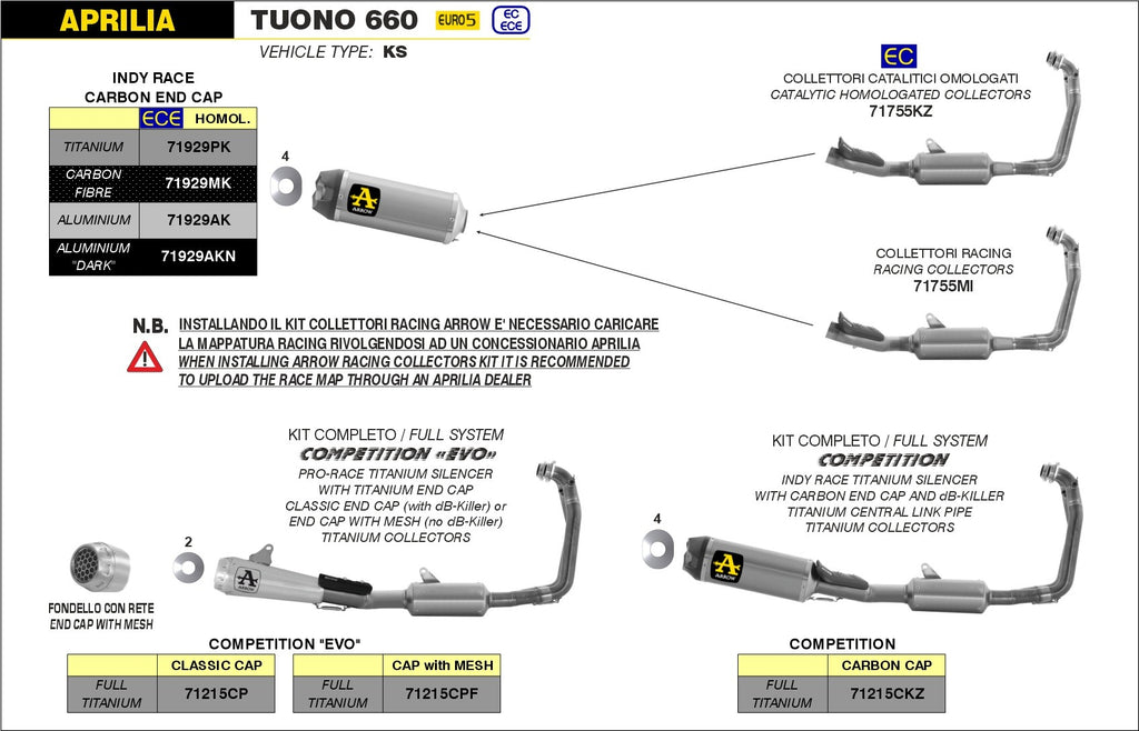Arrow Racing Stainless Headers for 2021+ Aprilia RS 660, Tuono 660
