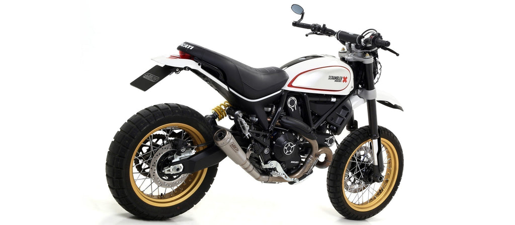 Arrow Racing Silencers & Mid-Pipe for 2017-20 Ducati Scrambler 800 Desert Sled