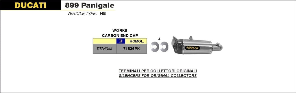 Arrow Exhaust Works Titanium Silencers for 2012-15 Ducati Panigale 899, 1199