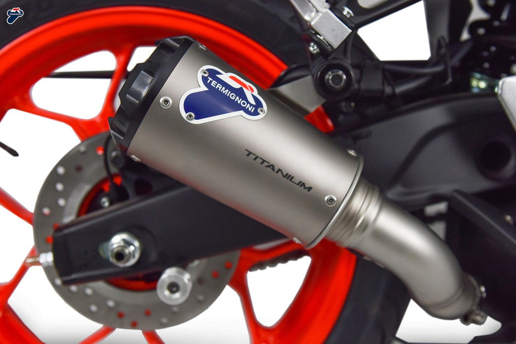 Termignoni SO-02 Slip-On Titanium with Black Aluminum End Cap for 2015-19 Yamaha YZF-R3/MT03