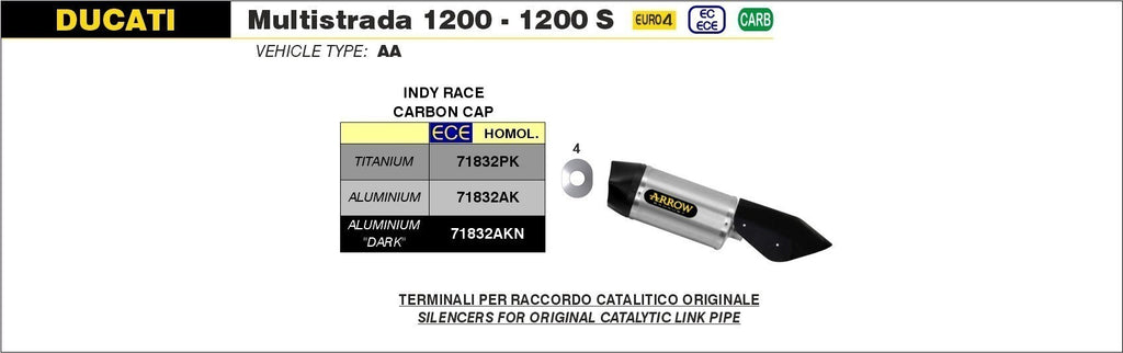 Arrow Racing Silencers for Ducati Multistrada 1200, Multistrada 1260