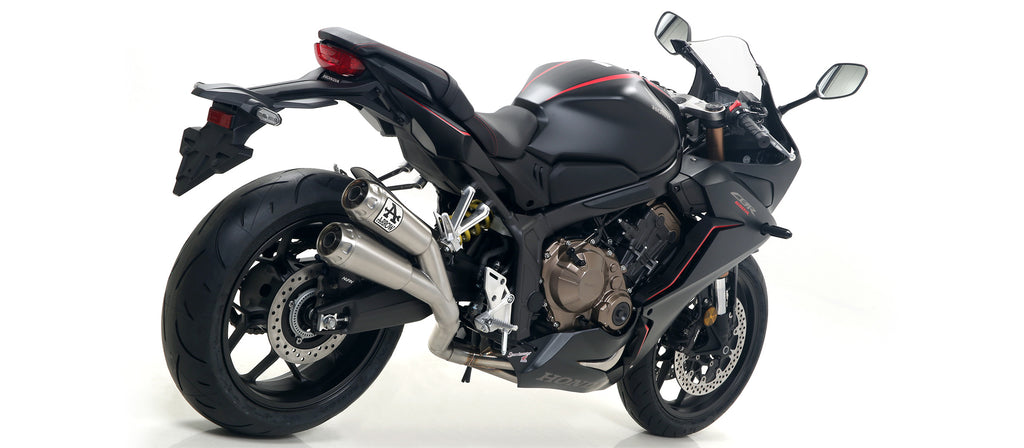 Arrow Exhaust Full System with Dual Pro-Race Muffler for 2019-23 Honda CB 650 R, CBR 650R img rear