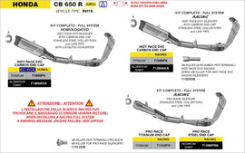 Arrow Exhaust Full System with Indy Race Muffler for 2024+ Honda CBR 650 R img all