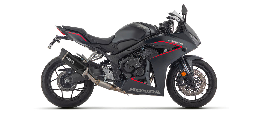 Arrow Exhaust Headers and Indy-Race Muffler for 2024+ Honda CB 650 R, CBR 650 R img dark side
