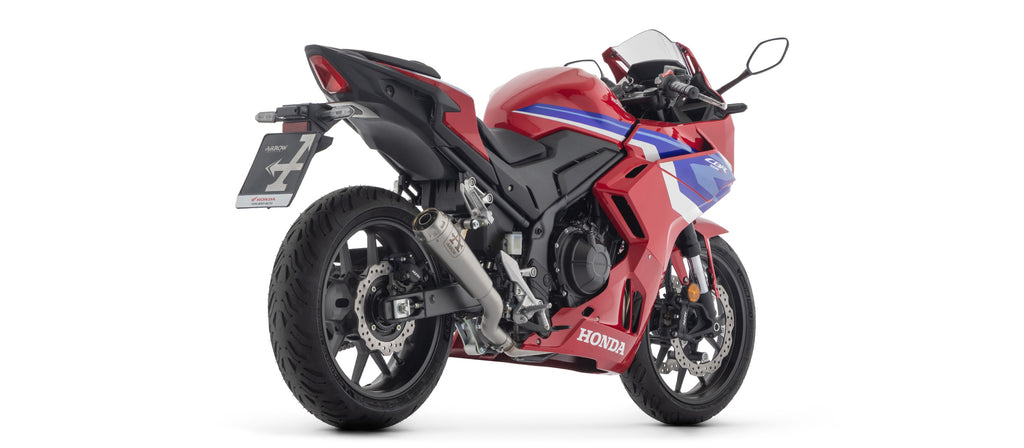 Arrow Exhaust Headers and Mufflers for 2024+ Honda CBR 500R pro race rear img