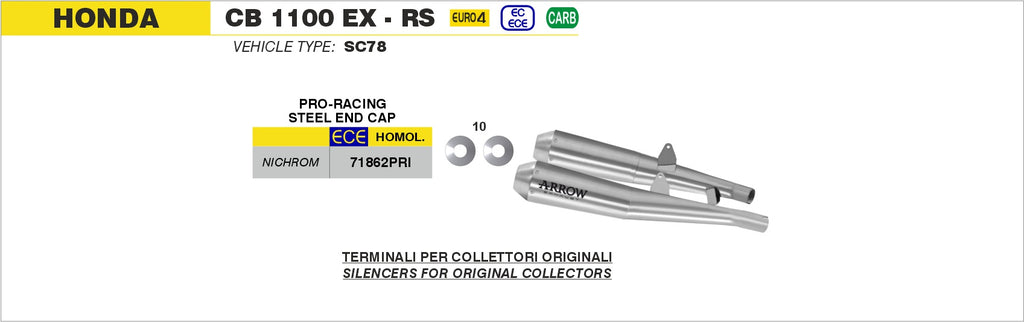 Arrow Exhaust Pro-Race Dual Mufflers for 2017-20 Honda CB 1100 EX/ RS img slip on