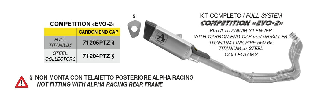 Arrow Racing Competition "EVO-2" Full System With Pista WSBK Silencer for BMW S1000RR, M1000RR, M1000R img full system