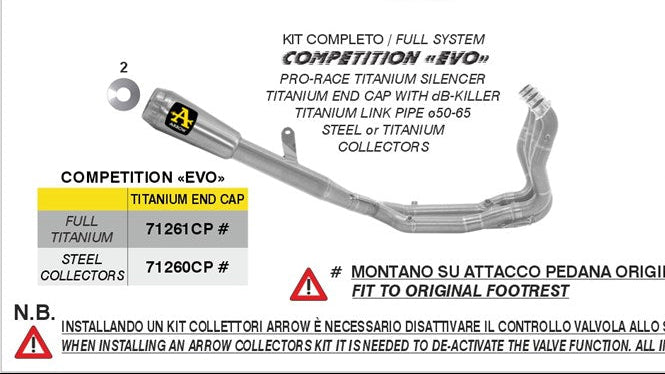 Arrow Racing Competition Full System "Evo" Exhaust System for 2025+ BMW M1000RR full