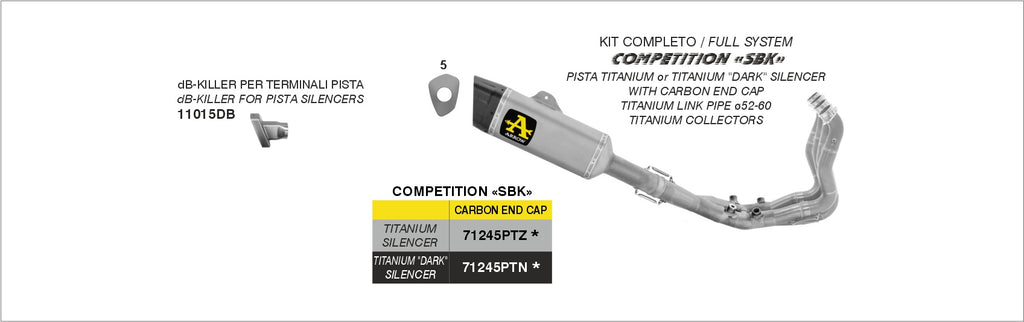 Arrow Racing Competition "SBK" Full System With Pista WSBK Silencer for BMW S1000RR, M1000RR, M1000R System Img
