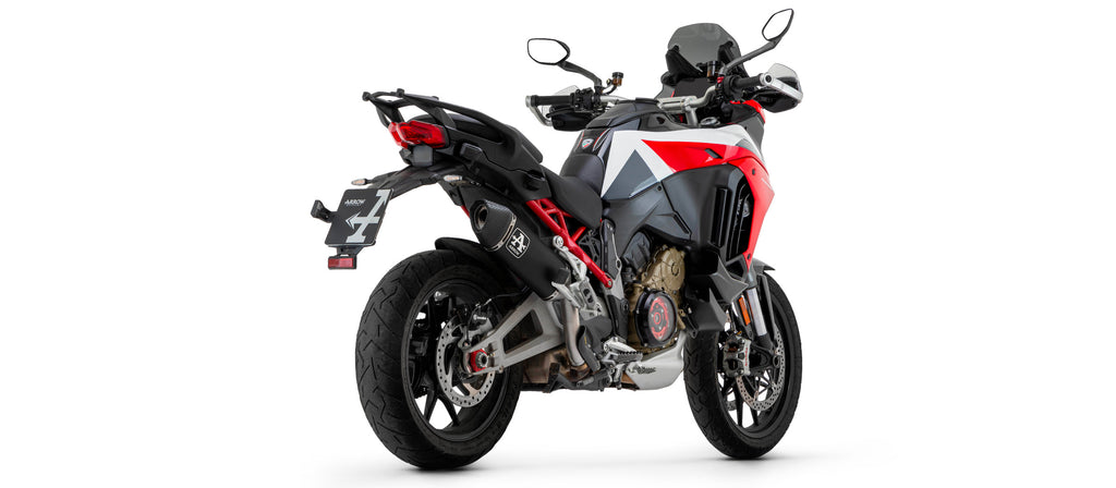 Arrow Racing Exhaust Silencers for 2021-24 Ducati Multistrada V4, V4S, Pikes Peak, RS img back black