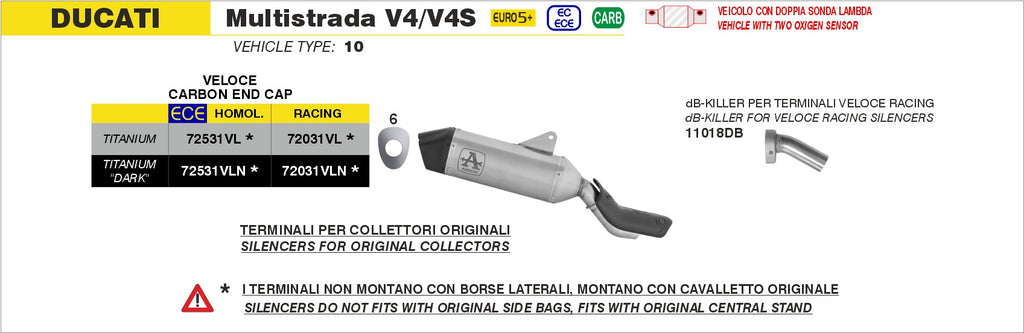 Arrow Racing Exhaust Silencers for 2025+ Ducati Multistrada V4, V4S, Pikes Peak, RS img exhaust