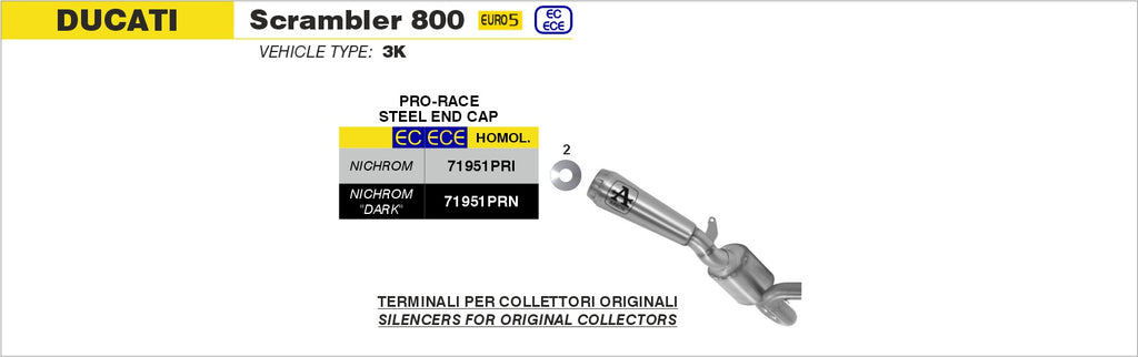 Arrow Racing Exhaust Silencers with Mid-Pipe for 2021-22 Ducati Scrambler 800 img all exhaust