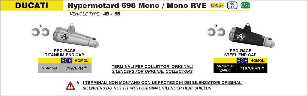 Arrow Racing Pro-Race Silencers for 2024+ Ducati Hypermotard 698 Mono img all