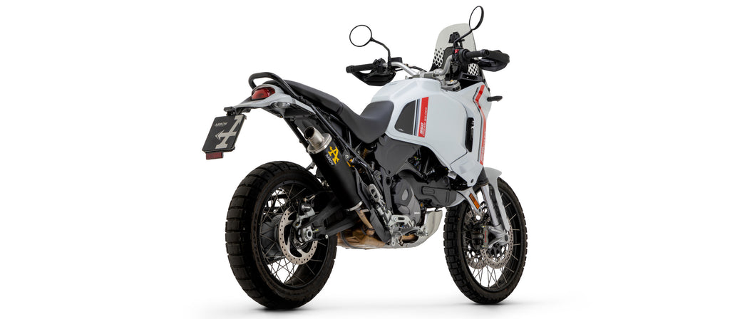 Arrow Racing Silencers & Mid-Pipe for 2022-24 Ducati Scrambler Desert X 950 img black back