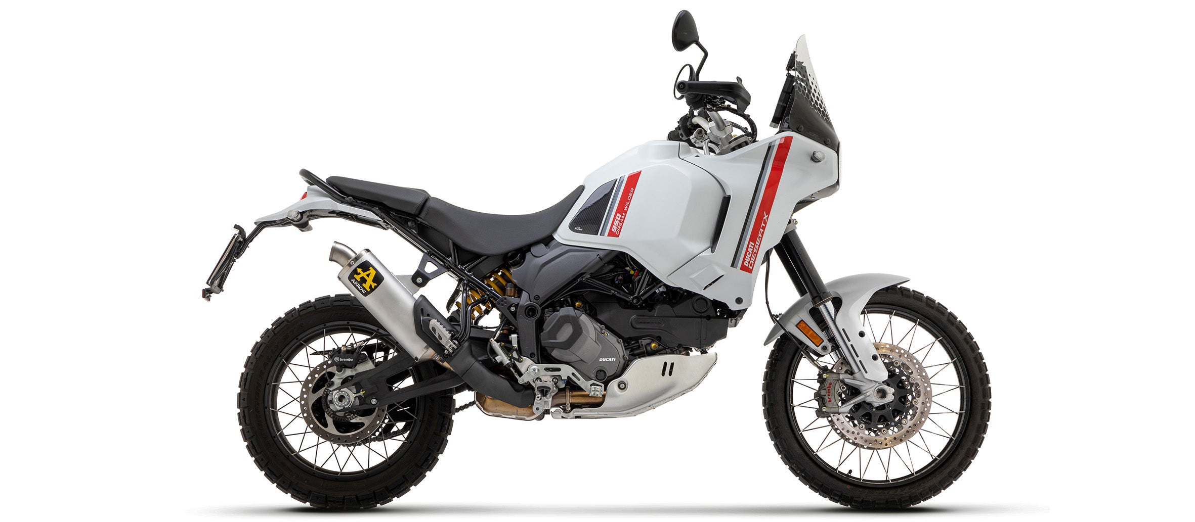 Arrow Racing Silencers & Mid-Pipe for 2022-24 Ducati Scrambler Desert X 950 img silver pipe