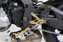 Load image into Gallery viewer, Gilles Tooling MUE2 Gold Rearset Footpegs for 2015+ Yamaha R1, R1M, R1 GYTR