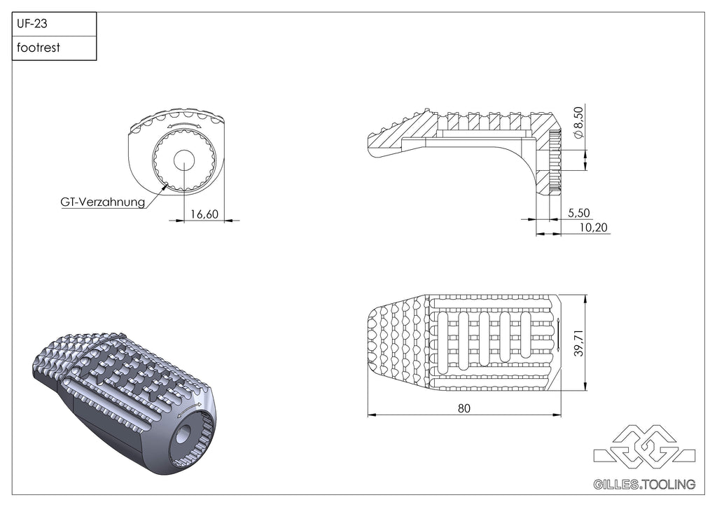Gilles Tooling - Black California Driver Footpegs Set for Ducati Motorcycles image 2