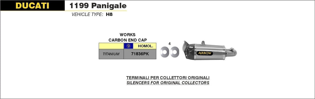 Arrow Exhaust Works Titanium Silencers for 2012-15 Ducati Panigale 899, 1199