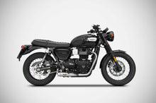 Load image into Gallery viewer, Zard Exhaust - Low Mounted Dual Outlet Exhaust with OEM Catalyst unit for 2016+ Triumph Bonneville T100, T120