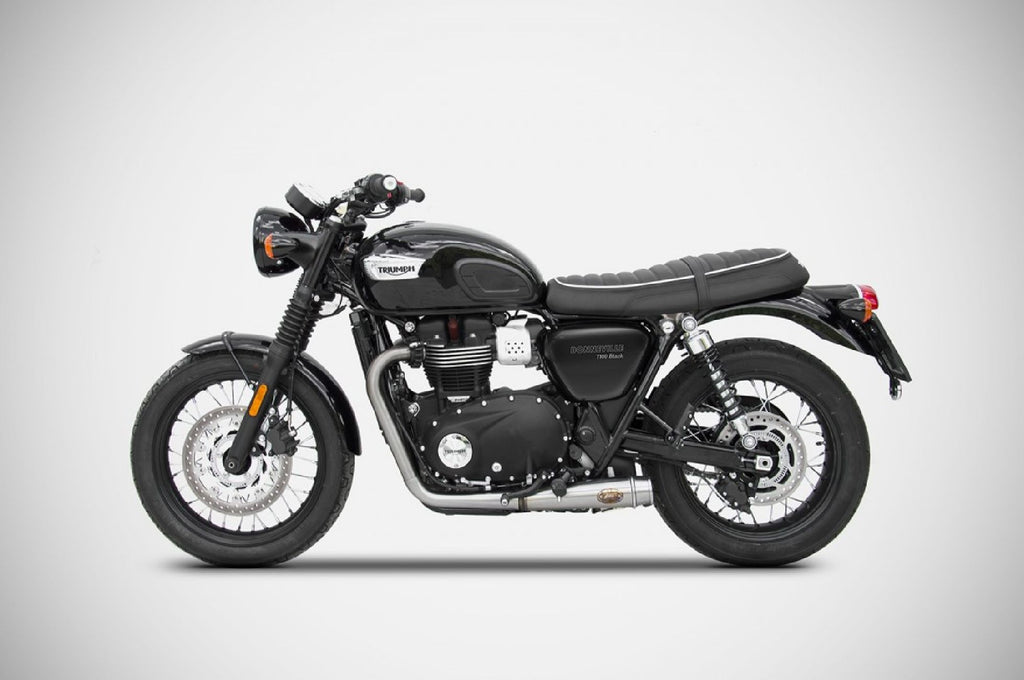 Zard Exhaust - Low Mounted Dual Outlet Exhaust with OEM Catalyst unit for 2016+ Triumph Bonneville T100, T120