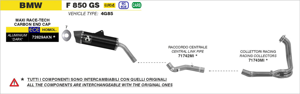 Arrow Racing Slip-On, Link Pipe, Headers Exhaust for 2018-20 BMW F850GS / Adventure img2