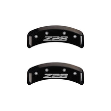 Carica l&#39;immagine nel visualizzatore di Gallery, MGP 4 Caliper Covers Engraved Front Gen 4/Camaro Engraved Rear Gen 4/Z28 Black finish silver ch