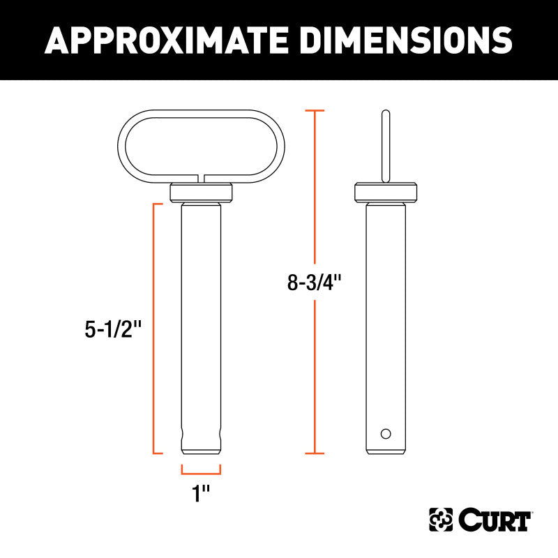 Curt 1in Clevis Pin w/Handle and Clip