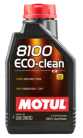 Motul 1L Synthetic Engine Oil 8100 Eco-Clean 0W30 12X1L - Acea C2/API SM - 1L - Single image 1