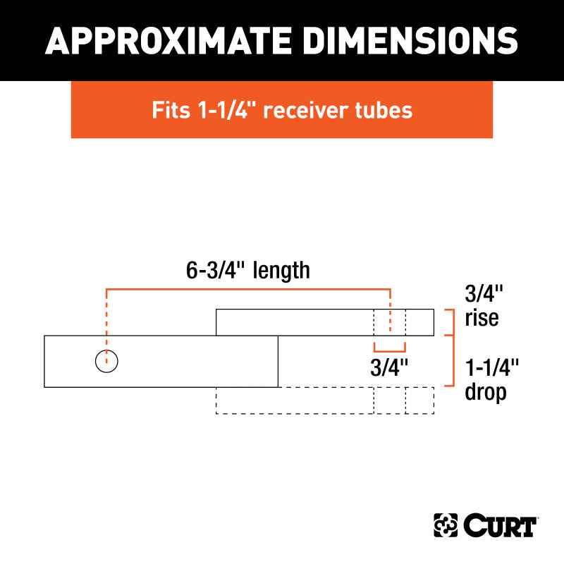 Curt Class 2 Ball Mount (1-1/4in Shank 3500lbs 1-1/4in Drop 6-3/4in Long)