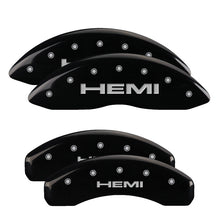 Charger l&#39;image dans la galerie, MGP 4 Caliper Covers Engraved Front &amp; Rear Hemi Black finish silver ch