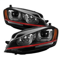 Charger l&#39;image dans la galerie, Spyder Volkswagen Golf VII 14-16 Projector Headlights DRL LED Red Stripe Blk PRO-YD-VG15-RED-DRL-BK